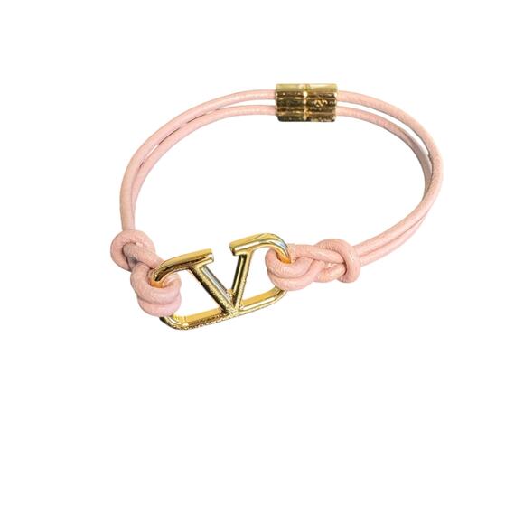 Valentino Garavani NWT VLogo Signature Leather Bracelet in Pink Size M - Picture 4 of 14